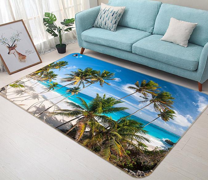 3D Coconut Tree Beach 687 Non Slip Rug Mat Mat AJ Creativity Home 