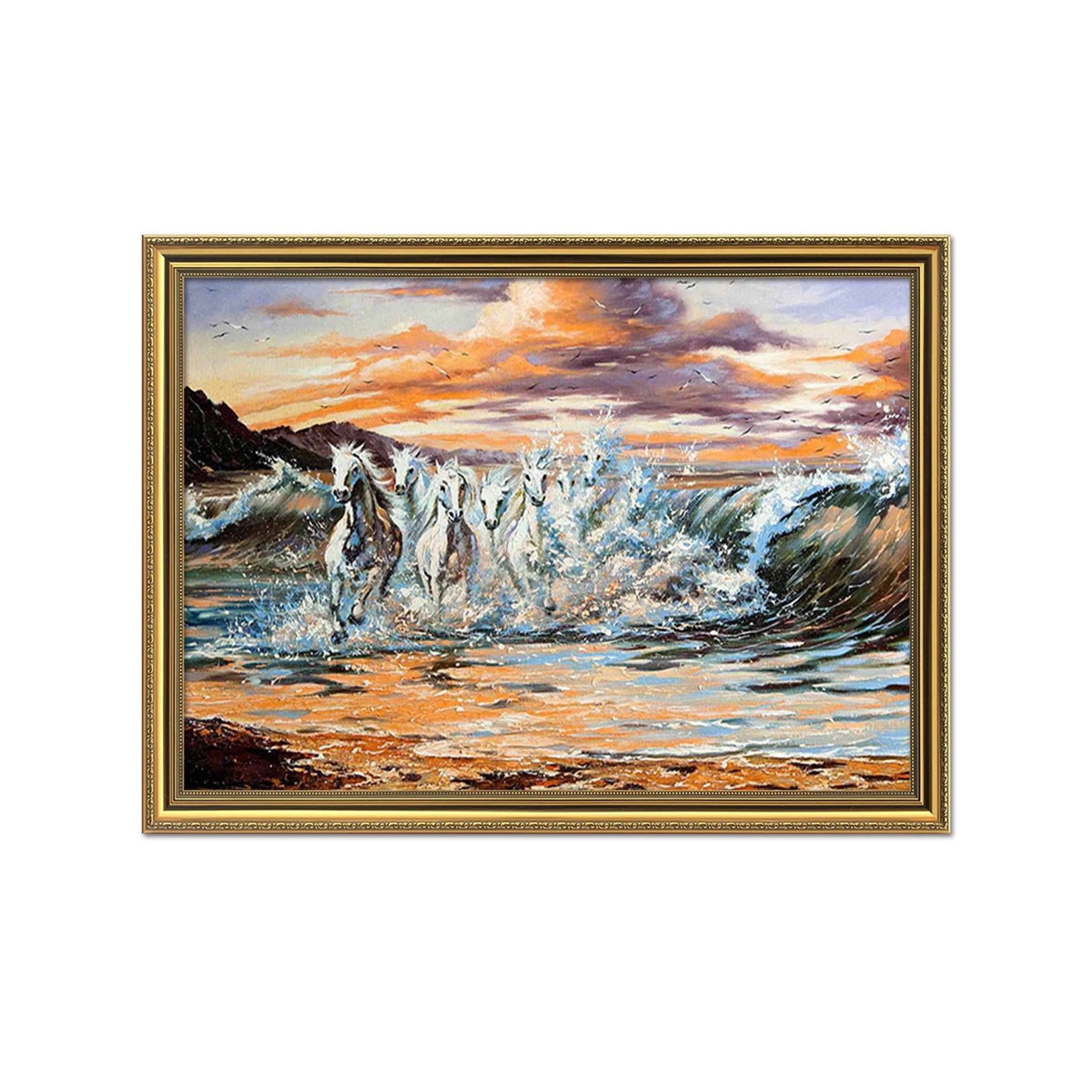 3D Running Horses 064 Fake Framed Print Painting Wallpaper AJ Creativity Home 