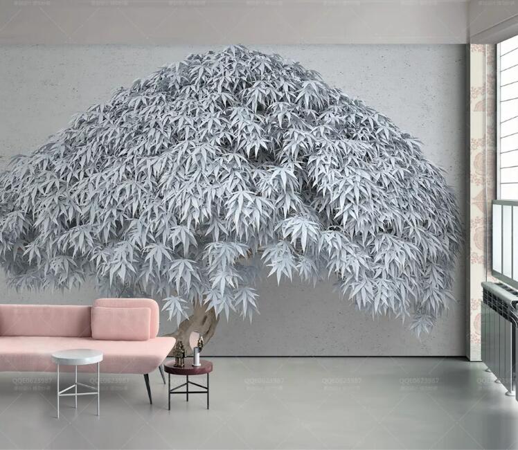 3D Blue Leaves WC204 Wall Murals