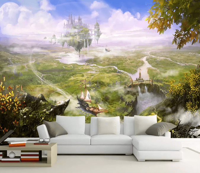 3D Aerial Castle Ship 1064 Wallpaper AJ Wallpaper 2 