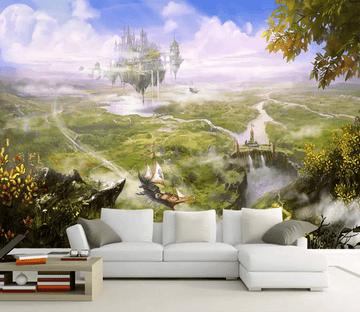 3D Aerial Castle Ship 1064 Wallpaper AJ Wallpaper 2 