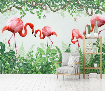 3D Flamingo Butterfly 173 Wallpaper AJ Wallpaper 