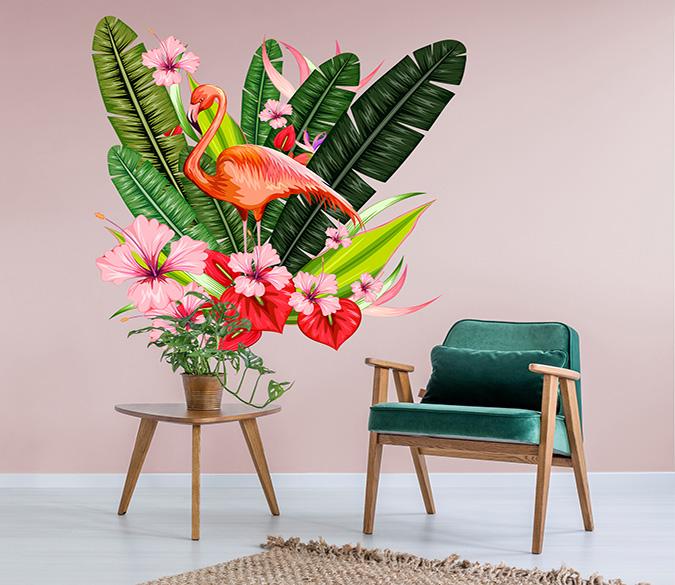 3D Pink Flamingo 010 Wall Stickers Wallpaper AJ Wallpaper 