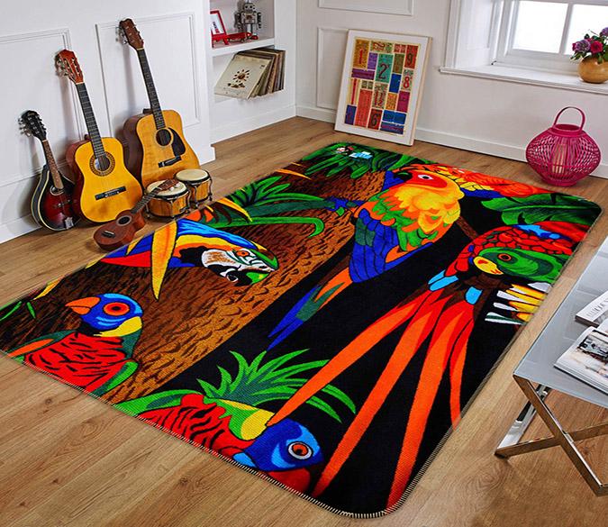 3D Beautiful Parrot 036 Non Slip Rug Mat Mat AJ Creativity Home 