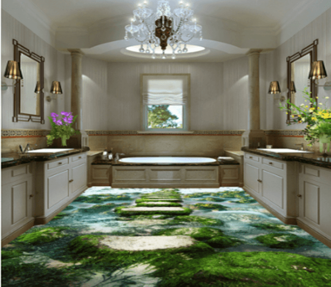 3D Stone Moss 395 Floor Mural Wallpaper AJ Wallpaper 2 