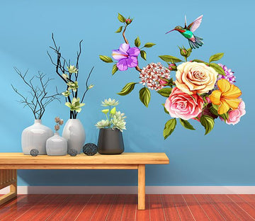 3D Bird Flying Flower 040 Wall Stickers Wallpaper AJ Wallpaper 