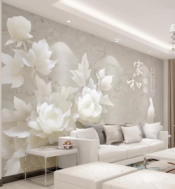 3D White Flowers 1148 Wall Murals Wallpaper AJ Wallpaper 2 