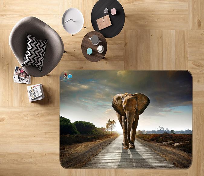 3D Backlight Elephant 601 Non Slip Rug Mat Mat AJ Creativity Home 