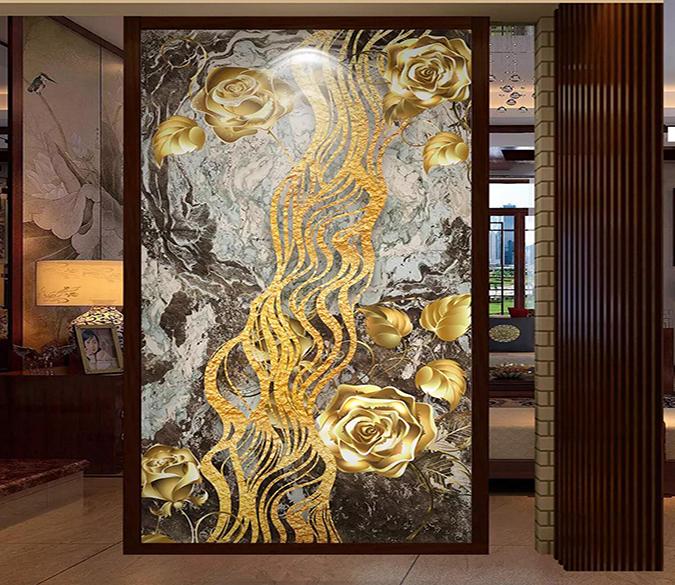 3D Golden Flower 516 Wallpaper AJ Wallpaper 