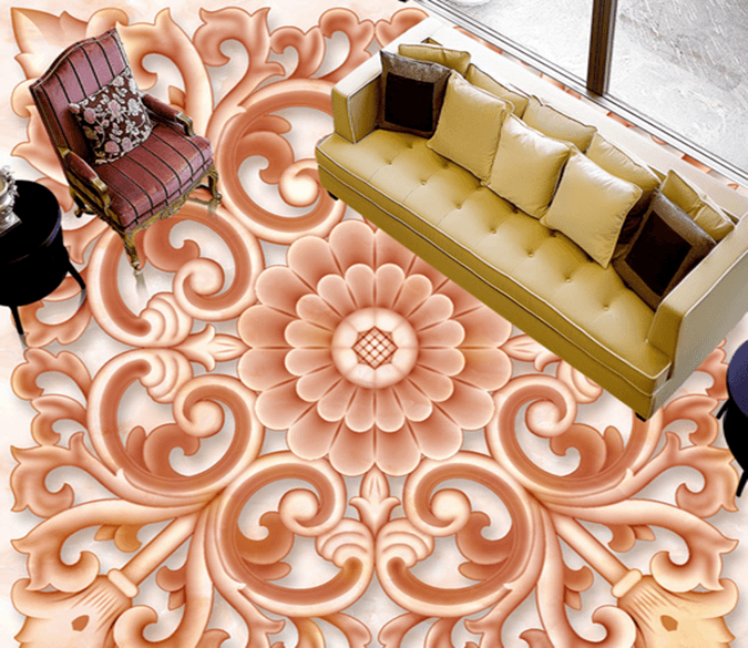 3D Round Red Edge 092 Floor Mural Wallpaper AJ Wallpaper 2 
