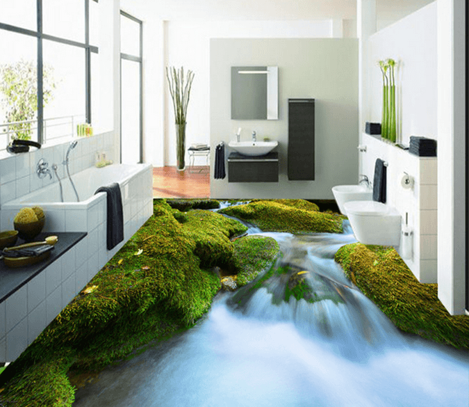 3D River Moss 223 Floor Mural Wallpaper AJ Wallpaper 2 
