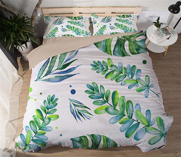 3D Long Leaves 107 Bed Pillowcases Quilt Wallpaper AJ Wallpaper 