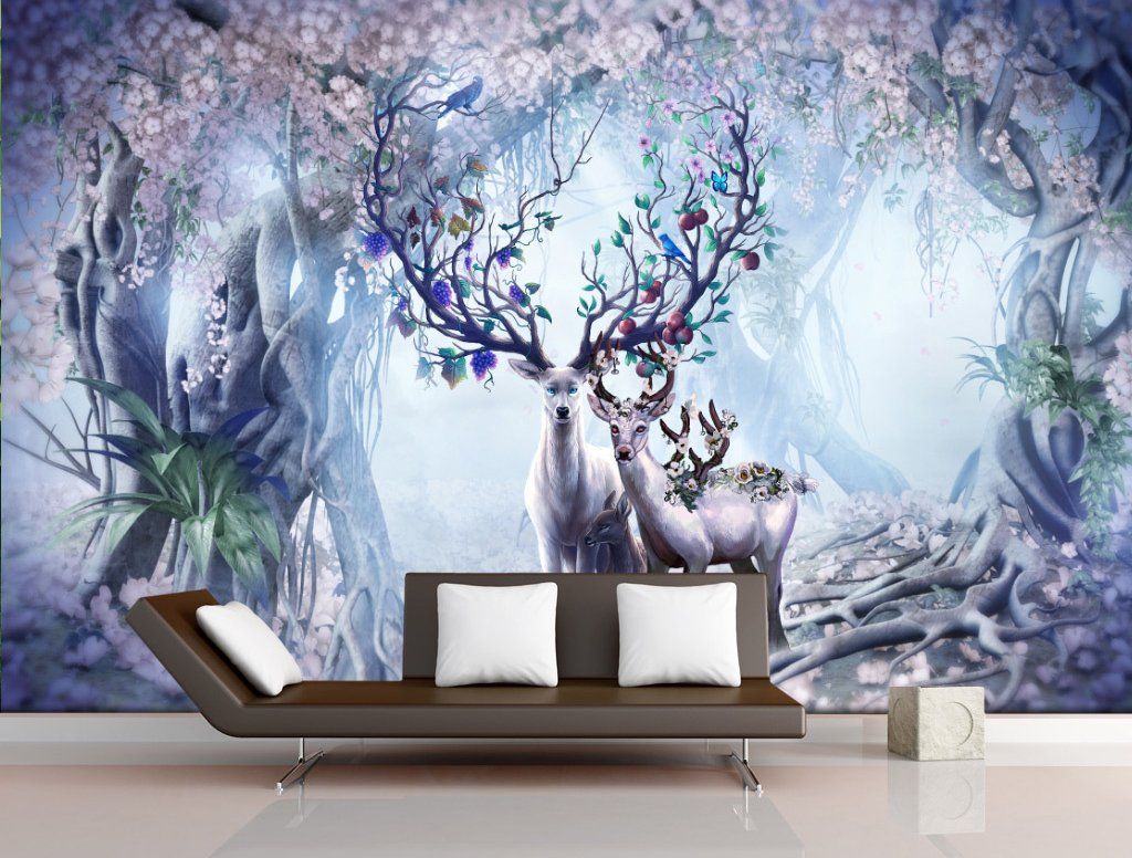 3D Deer Forest 608 Wall Murals Wallpaper AJ Wallpaper 2 