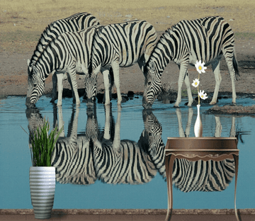 3D Zebra Drinking Water 743 Wallpaper AJ Wallpaper 2 