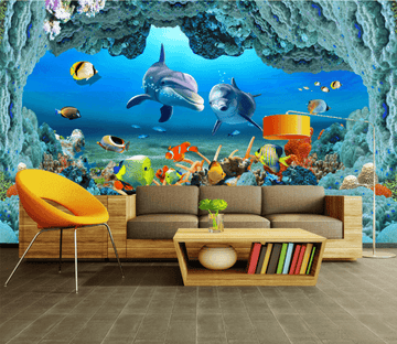 3D Cute Dolphin 418 Wallpaper AJ Wallpaper 