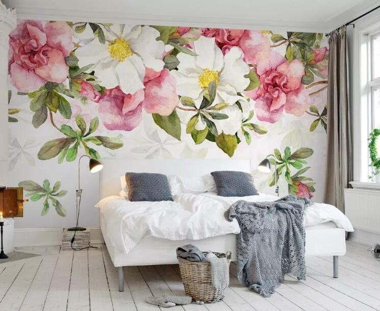 3D Colored Flowers WC092 Wall Murals