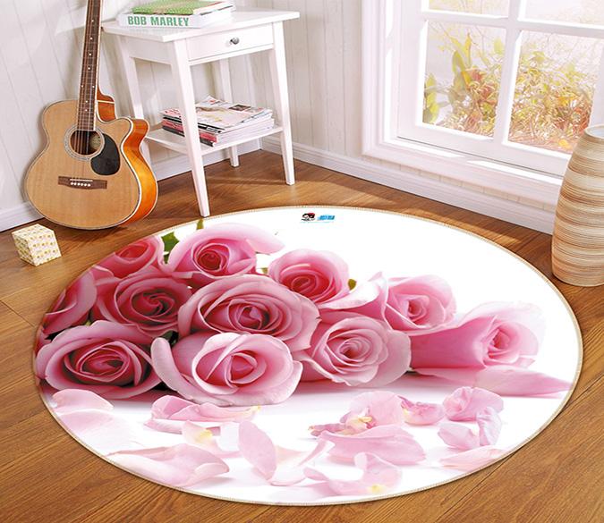 3D Pink Rose 061 Round Non Slip Rug Mat Mat AJ Creativity Home 