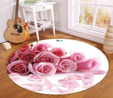 3D Pink Rose 061 Round Non Slip Rug Mat Mat AJ Creativity Home 