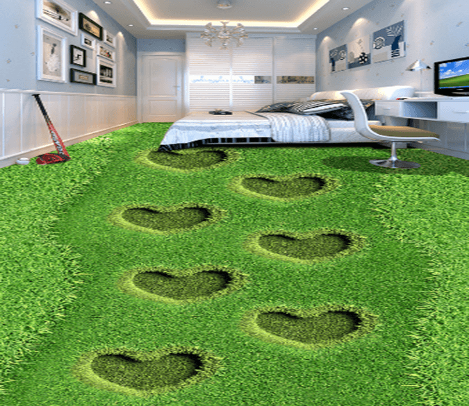 3D Grass Heart 380 Floor Mural Wallpaper AJ Wallpaper 2 