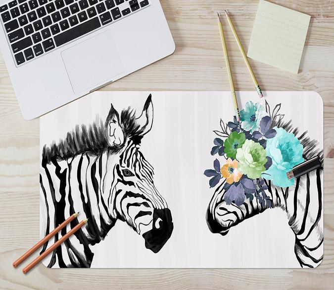 3D Rainbow Zebra 014 Desk Mat Mat AJ Creativity Home 