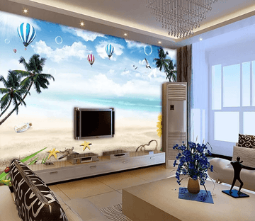 3D Beach Starfish Sunflower 1297 Wallpaper AJ Wallpaper 2 