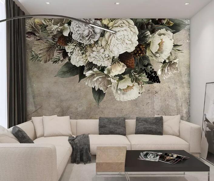3D White Flowers 958 Wall Murals Wallpaper AJ Wallpaper 2 