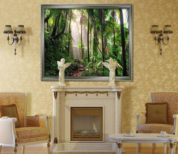 3D Forest Sunshine 107 Fake Framed Print Painting Wallpaper AJ Creativity Home 