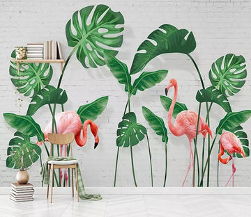 3D Lotus Leaf Flamingo 134 Wallpaper AJ Wallpaper 