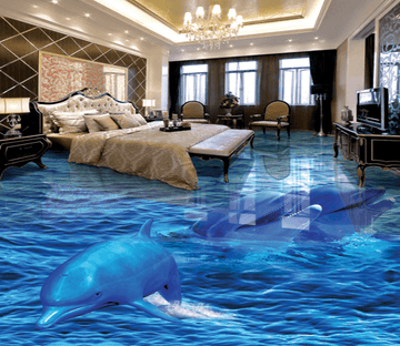 3D Dark Blue 034 Floor Mural Wallpaper AJ Wallpaper 2 
