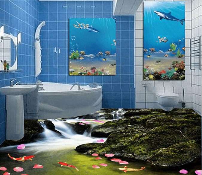3D River Fish 051 Floor Mural Wallpaper AJ Wallpaper 2 