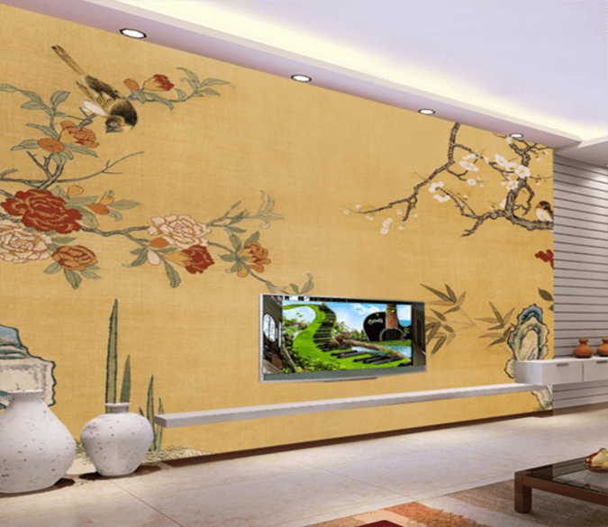 3D Flowering Bird 272 Wallpaper AJ Wallpaper 