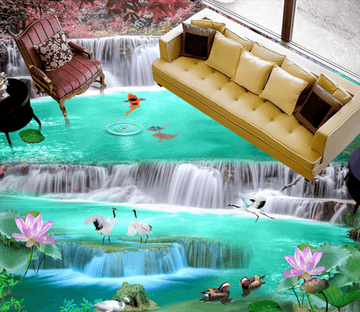 3D Crowned Crane 117 Floor Mural Wallpaper AJ Wallpaper 2 
