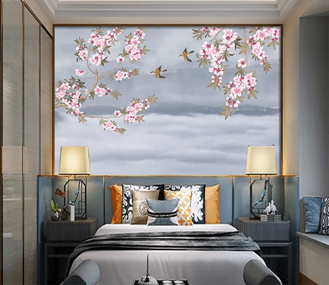 3D Bird Wings Flower 1372 Wallpaper AJ Wallpaper 2 