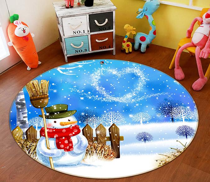 3D Love Snowman 059 Round Non Slip Rug Mat Mat AJ Creativity Home 