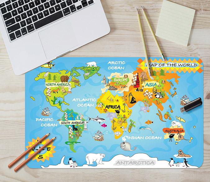 3D Animal Map 046 Desk Mat Mat AJ Creativity Home 