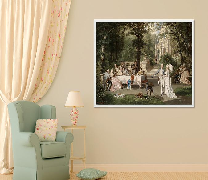 3D Relaxing Afternoon Tea 148 Fake Framed Print Painting Wallpaper AJ Creativity Home 