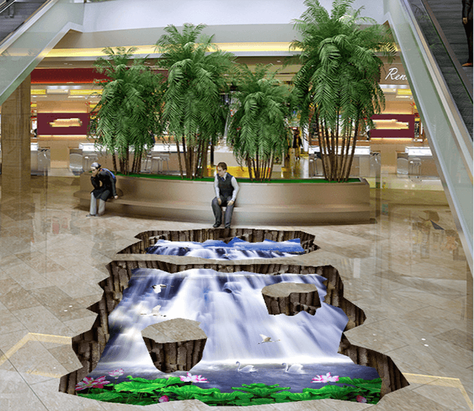 3D Lotus Falls 160 Floor Mural Wallpaper AJ Wallpaper 2 