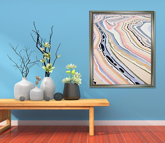 3D Color Wave 078 Fake Framed Print Painting Wallpaper AJ Creativity Home 