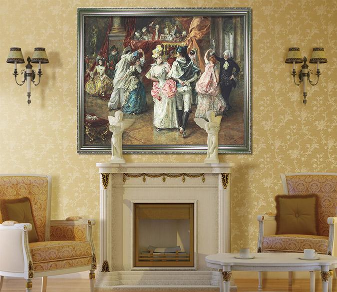 3D Dance Together 030 Fake Framed Print Painting Wallpaper AJ Creativity Home 