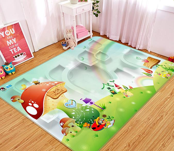 3D Rainbow Mushroom House 725 Non Slip Rug Mat Mat AJ Creativity Home 
