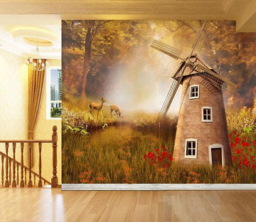 3D Windmill Deer 651 Wallpaper AJ Wallpaper 