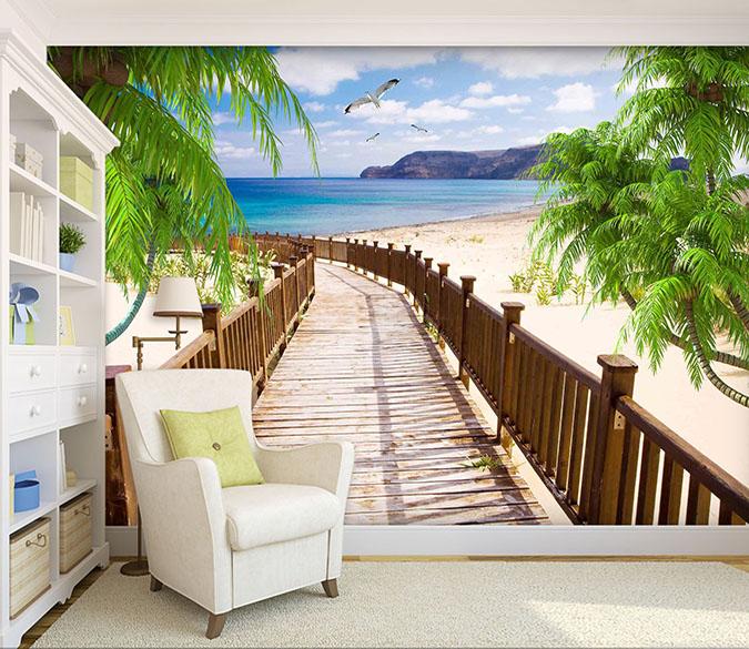 3D Promenade Sea 724 Wallpaper AJ Wallpaper 