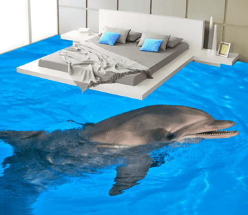3D Cute Dolphin 134 Floor Mural Wallpaper AJ Wallpaper 2 