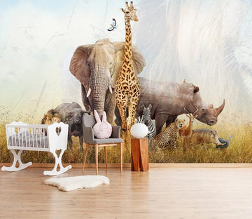 3D Giraffe Elephant 219 Wallpaper AJ Wallpaper 