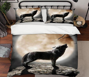 3D Moon Wolf 007 Bed Pillowcases Quilt Wallpaper AJ Wallpaper 