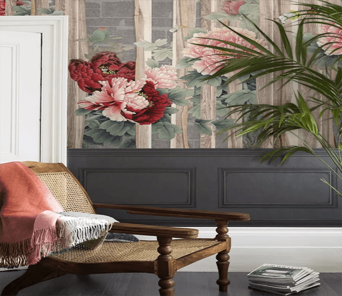 3D Wooden Bar Flower 1333 Wallpaper AJ Wallpaper 2 