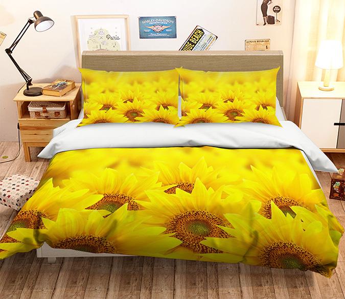 3D Sunflower Flower Field 131 Bed Pillowcases Quilt Wallpaper AJ Wallpaper 