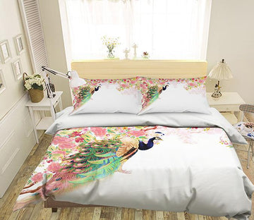 3D Peacock Flower 192 Bed Pillowcases Quilt Wallpaper AJ Wallpaper 