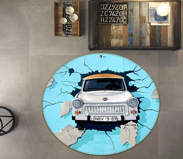 3D Bridge Car Broken Wall 145 Round Non Slip Rug Mat Mat AJ Creativity Home 