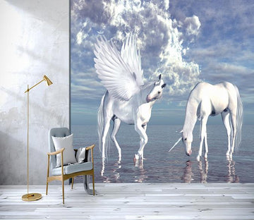 3D Unicorn Drinking Water 137 Wallpaper AJ Wallpaper 